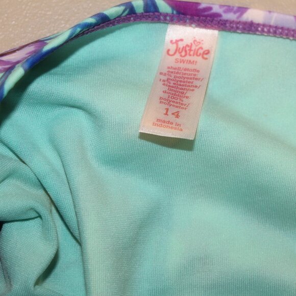 Purple & Blue 2 Pcs Justice Bikini Swimsuit Size 14 - Picture 4 of 12